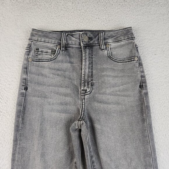 Hidden Ribcage Flare Jeans Women's Size 25 Distressed Cotton Blend Raw Hem - Picture 10 of 14